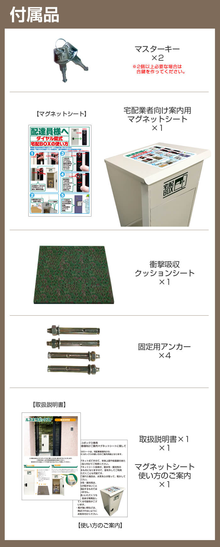 ルスネコボックスの付属品一覧